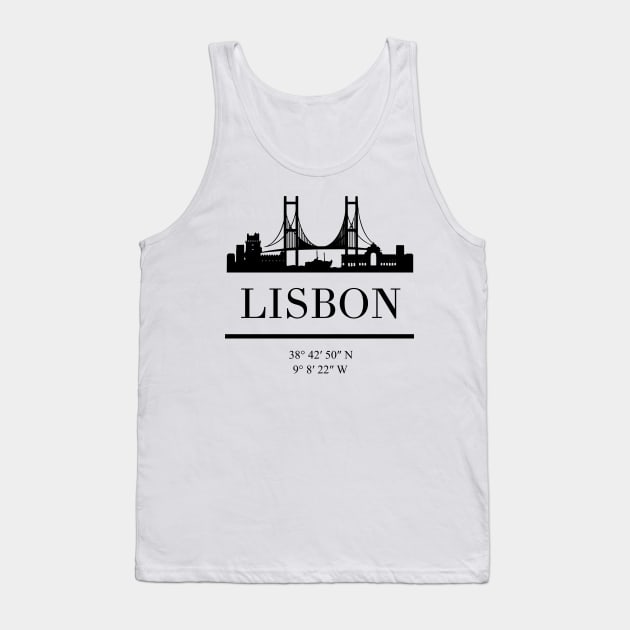 LISBON PORTUGAL BLACK SILHOUETTE SKYLINE ART Tank Top by deificusArt